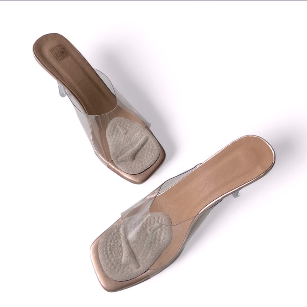 Clear Slide Heeled Sandals w Rose Gold Soles, Formal HOCO, Women’s Sz 8.5 - Picture 6 of 7